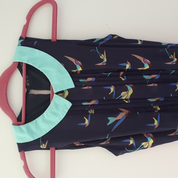 Zara dress bird print with contrast collar - Picture 2 of 9